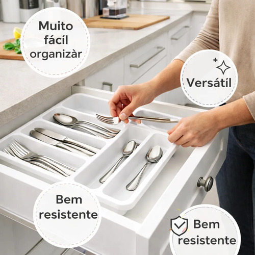 Porta Talheres De Gaveta Com Divisórias Organizador Cozinha