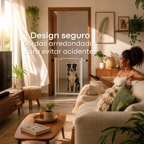 Portão Segurança Bebê Cachorro Sem Furo Ajustável 68 a 83cm Branco Extensor Incluso Proteção Escada e Porta