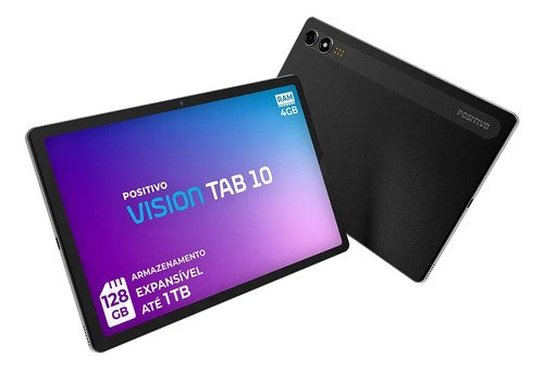 Positivo Vision TAB10 T3010 4GB RAM 128GB SSD com Capa Teclado Octa-Core 5 13MP Bateria 6000mAh Tela 10.1“ HD Wifi AC e 4G Full Lamination - Preto