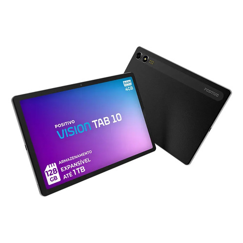 Positivo Vision TAB10 T3010 4GB RAM 128GB SSD com Capa Teclado Octa-Core 5 13MP Bateria 6000mAh Tela 10.1“ HD Wifi AC e 4G Full Lamination - Preto