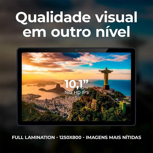 Positivo Vision TAB10 T3010 4GB RAM 128GB SSD com Capa Teclado Octa-Core 5 13MP Bateria 6000mAh Tela 10.1“ HD Wifi AC e 4G Full Lamination - Preto