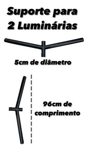 Poste Aço 4 Metros Com 2 Luminarias Públicas Led 300w