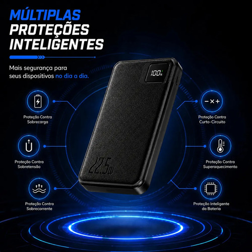 Power Bank 10.000mah 22.5w Compatível Com iPhone Samsung Galaxy Motorola Moto G Xiaomi Redmi Carregador Portátil Com Visor Led