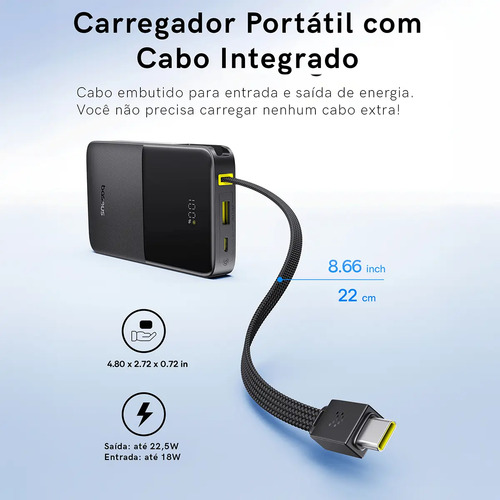 Power Bank Baseus Turbo Bipow2 Pro 20000mah 22.5w Cor Preto