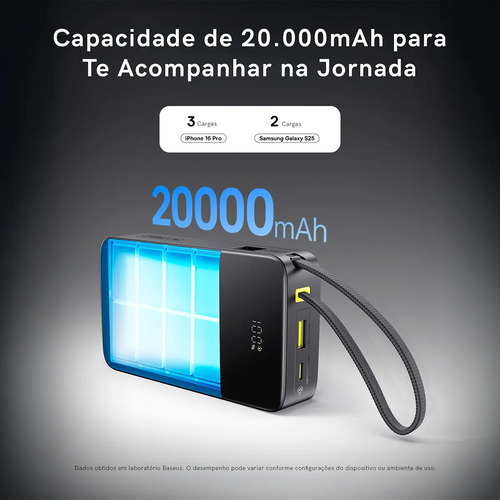 Power Bank Baseus Turbo Bipow2 Pro 20000mah 22.5w Cor Preto