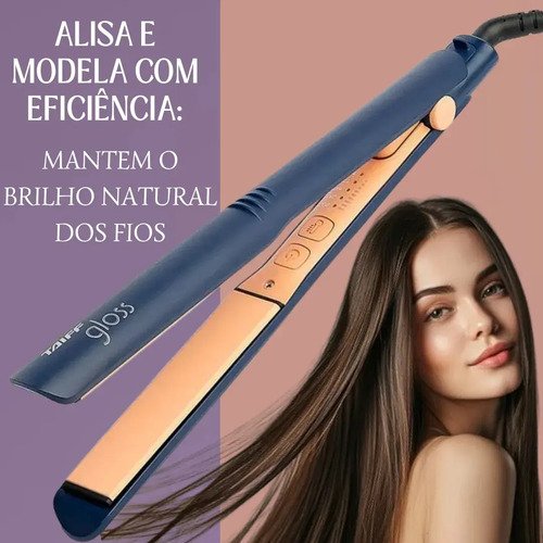 Prancha Taiff Gloss Blue Cerâmica com Macadâmia, Argan e Queratina