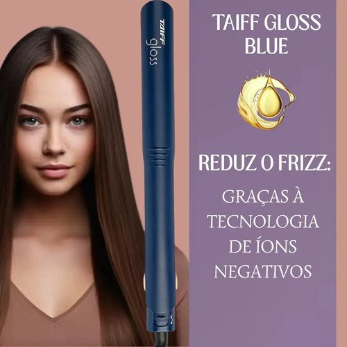 Prancha Taiff Gloss Blue Cerâmica com Macadâmia, Argan e Queratina