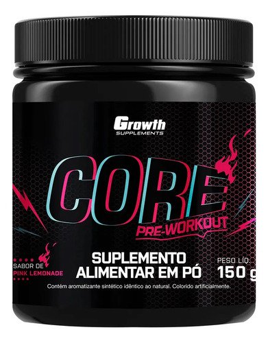 Pre treino core 150g growth supplements pink lemonade