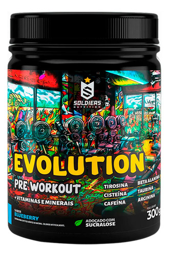 Pre treino evolution workout 300g termogenico sabor blueberr