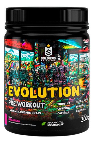 Pre treino evolution workout 300g termogenico sabor melancia