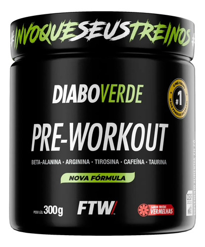 Pre treino pre workout diabo verde pote 300g sabor frutas ve