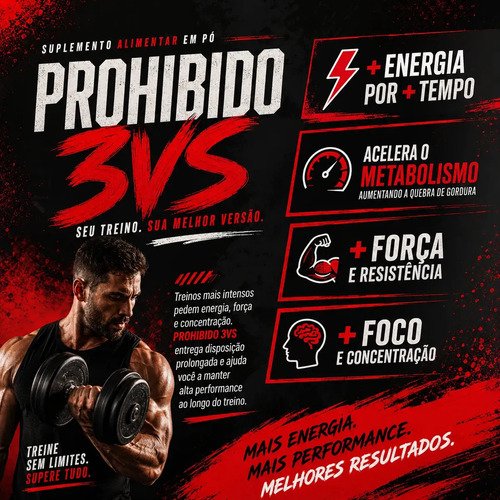 PRÉ TREINO PROHIBIDO 180g Sabor Citrus - Fórmula Avançada contendo Creatina, Beta Alanina, Taurina, L-tirosina, L-alanina, Cafeína, Arginina e Palatinose - Extra Forte