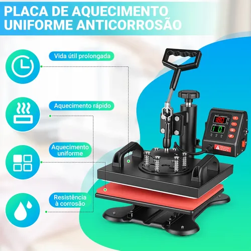 Prensa Térmica Plana Sublimação Transfer Estampa Camiseta220