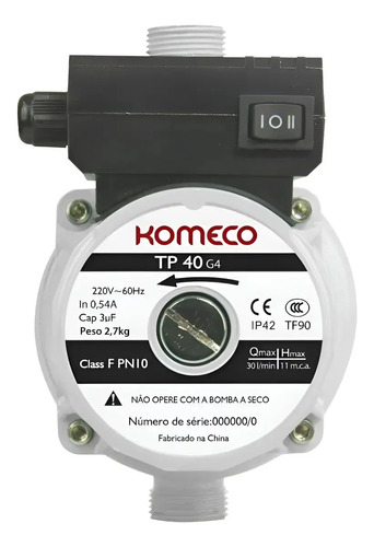Pressurizador komeco tp 40 g4 120w 30lmin