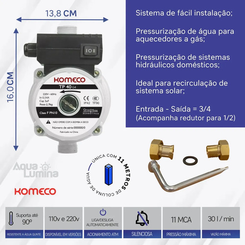 Pressurizador Komeco Tp 40 G4 120w 30l/min