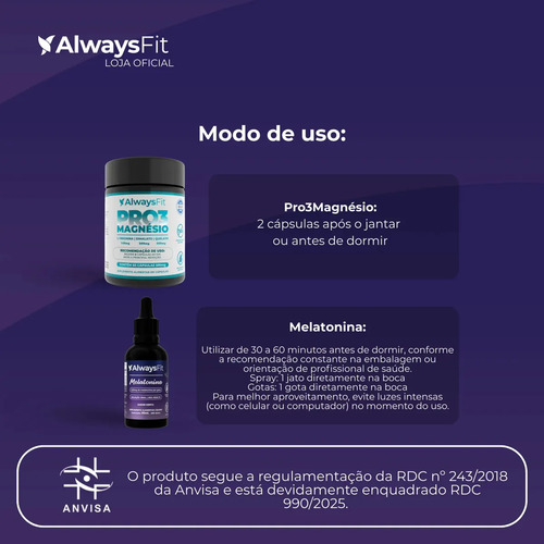 Pro3Magnésio Always Fit Kit 3 Magnésio Treonato Quelato Dimalato 60 Cápsulas