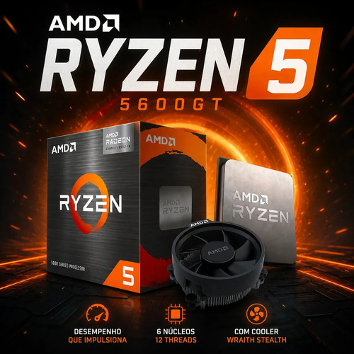 Processador amd ryzen 5 5600gt com cooler 36ghz 46ghz turbo