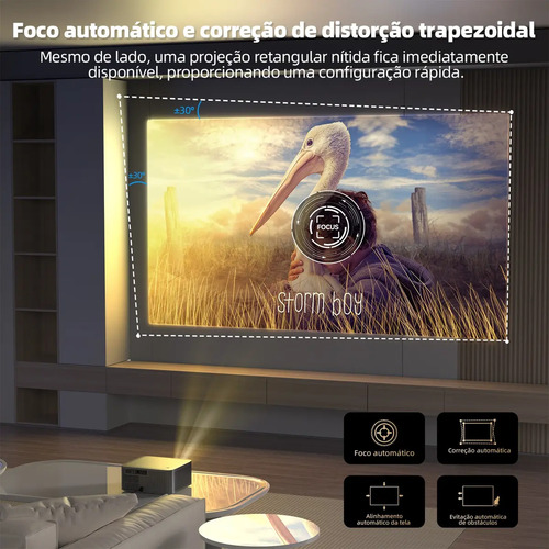 Projetor Bettdow AC1071 1080p 1000ANSI Lumens Wi-Fi Bluetooth LCD 30000lm Preto