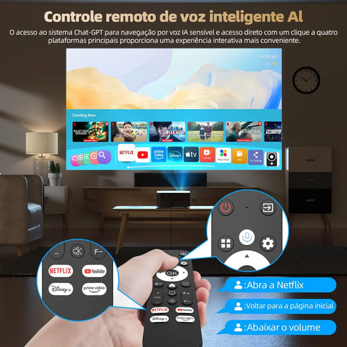 Projetor Bettdow AC1071 1080p 1000ANSI Lumens Wi-Fi Bluetooth LCD 30000lm Preto