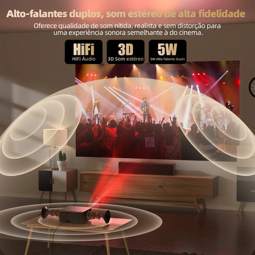 Projetor Bettdow AC1071 1080p 1000ANSI Lumens Wi-Fi Bluetooth LCD 30000lm Preto