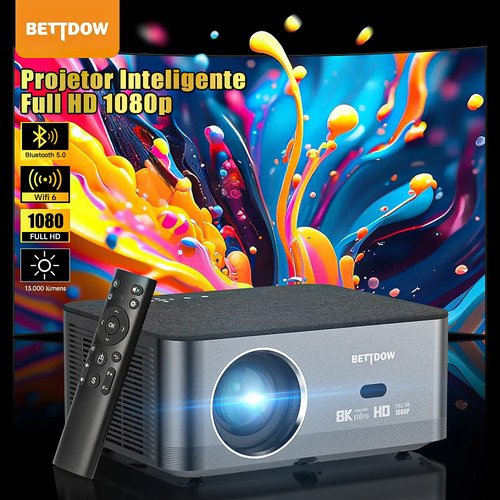 Projetor Bettdow Smart Home Wifi6 4K Full HD 1080p 15000lm Android LED Preto