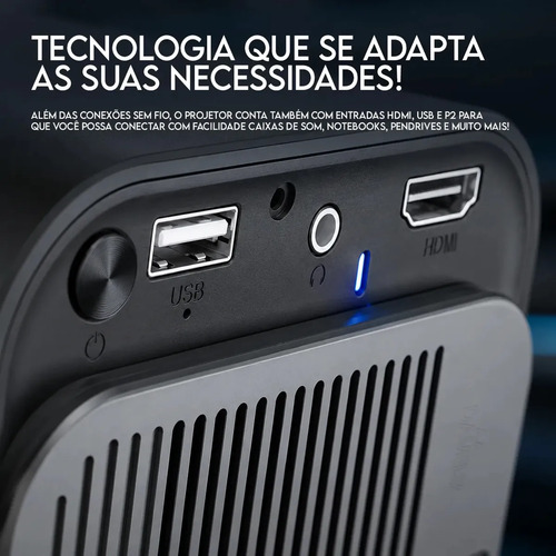 Projetor HY320 Davely Smart TV Android WiFi 6 390 ANSI Lumens Full HD Suporte 4K HDMI Bluetooth 85-200 Polegadas Alto Falante Com Controle Remoto Bivolt Portátil Mini