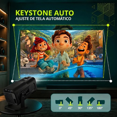 Projetor Hy320 Mini Smart TV Android WiFi 6 390 ANSI Lumens Full HD Suporte 4K HDMI Bluetooth Alto Falante Cinema Com Controle Remoto Bivolt Portátil Kateluo