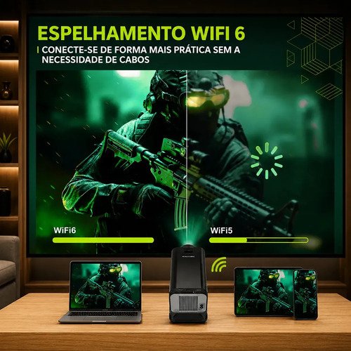 Projetor Hy320 Mini Smart TV Android WiFi 6 390 ANSI Lumens Full HD Suporte 4K HDMI Bluetooth Alto Falante Cinema Com Controle Remoto Bivolt Portátil Kateluo