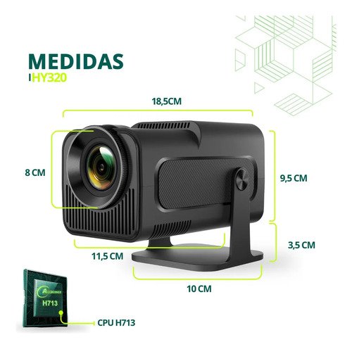 Projetor Hy320 Mini Smart TV Android WiFi 6 390 ANSI Lumens Full HD Suporte 4K HDMI Bluetooth Alto Falante Cinema Com Controle Remoto Bivolt Portátil Kateluo