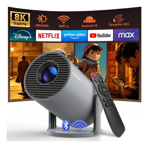 Projetor magcubic hy300pro smart mini led android 14 8k wi f