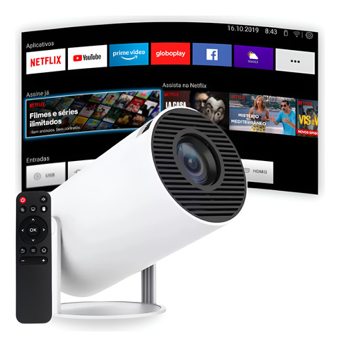 Projetor portatil 4k hd android 110 smart wifi 5g bluetooth