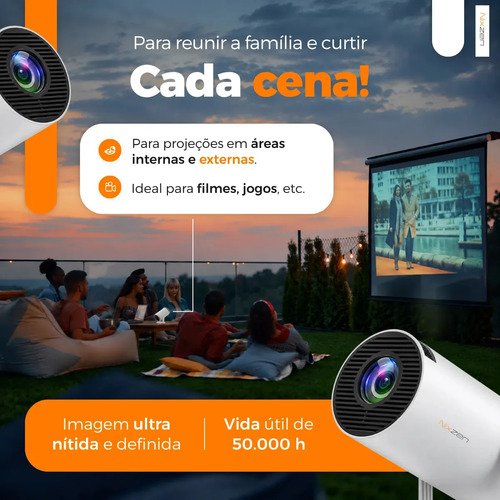 Projetor Portátil Mini HY300 4k Full HD 1080p Smart Tv Android 11.0 Wi-Fi Bluetooth Home Theater Cinema Em Casa TV Imagem Nítida Som Potente Alta Resolução Com Controle Remoto Bivolts Branco Nixzen