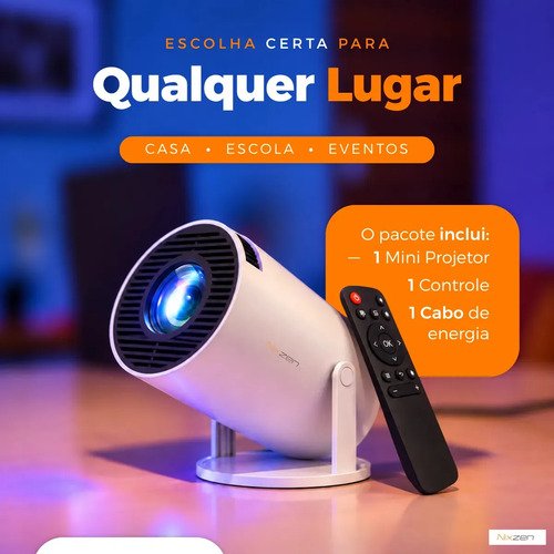 Projetor Portátil Mini HY300 4k Full HD 1080p Smart Tv Android 11.0 Wi-Fi Bluetooth Home Theater Cinema Em Casa TV Imagem Nítida Som Potente Alta Resolução Com Controle Remoto Bivolts Branco Nixzen