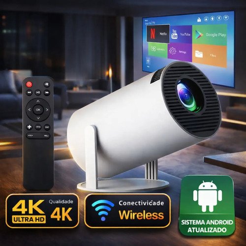 Projetor Smart Portátil Full Hd 4k Android 11 Wi-fi Bluetooth Mini Projetor Home Theater Cinema Em Casa Imagem Nítida Som Potente Compatível Com Diversos Dispositivos