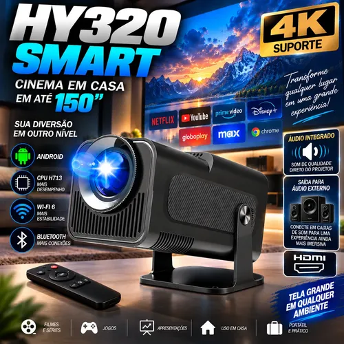 Projetor vlx hy320 mini 4k wi fi preto bluetooth android