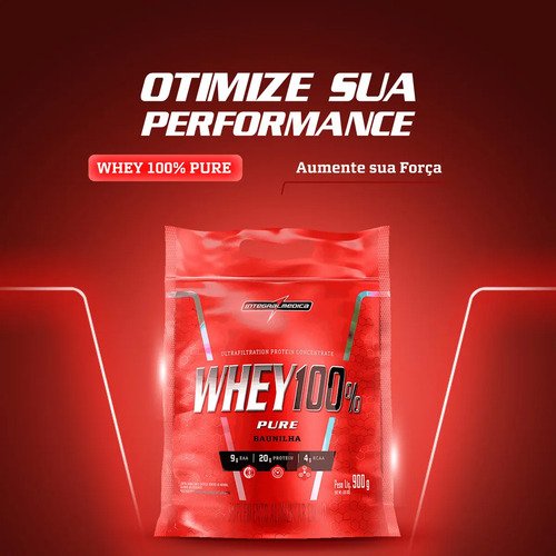 Proteína Integralmédica Whey 100% Pure em pó sabor Baunilha x 900g