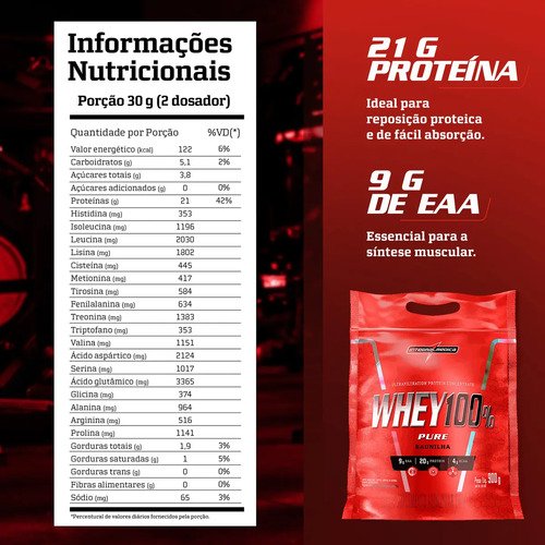 Proteína Integralmédica Whey 100% Pure em pó sabor Baunilha x 900g