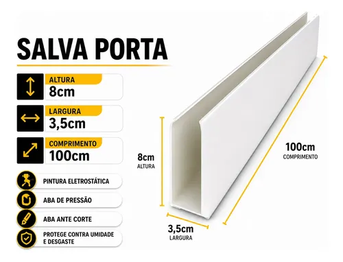 Protetor De Porta 3,5cm X 8cm Altura Salva Porta Cores 100cm