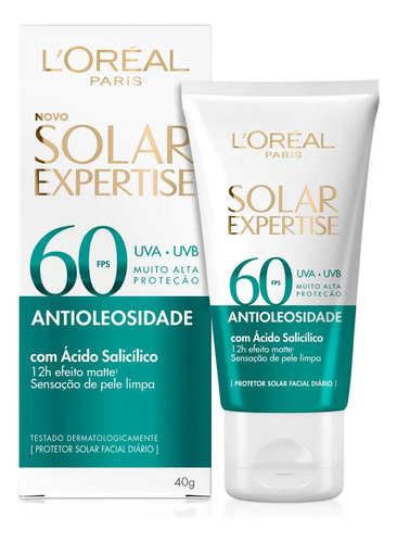 Protetor solar facial antioleosidade fps60 controle de oleos