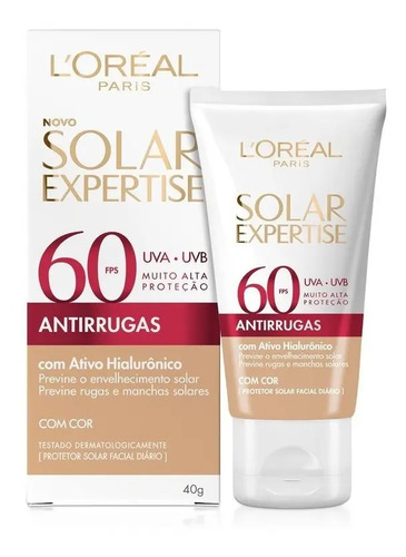 Protetor solar facial antirrugas com cor tom universal unifo