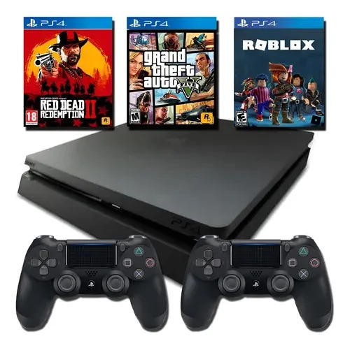 Ps4 slim 1tb 2 controles 3 jogos