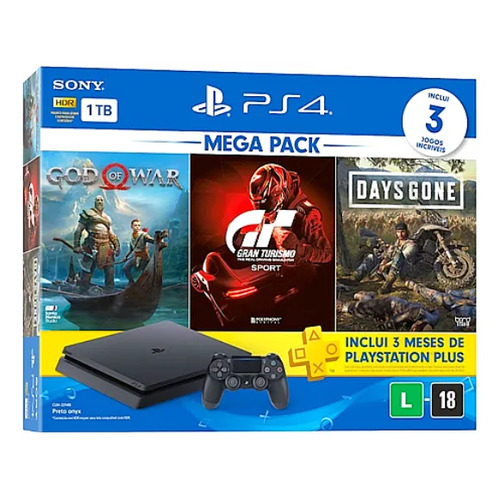 Ps4 Slim 1tb Com 2 Controle + 3 Jogos