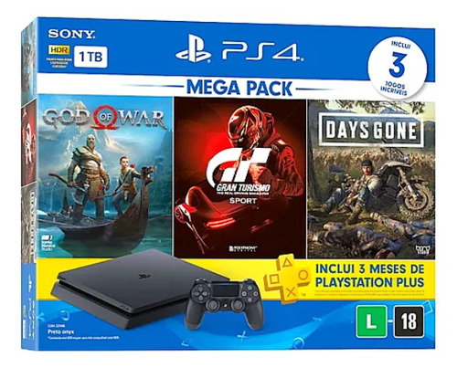 Ps4 Slim 1tb Com 2 Controle + 3 Jogos