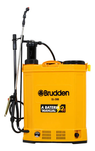 Pulverizador Elétrico Costal Brudden SS20B 20L Cor Amarelo Com Bateria Recarregável 12V