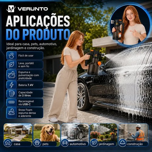 Pulverizador Elétrico Snow Foam para Carro, Moto e Jardim – 2 L