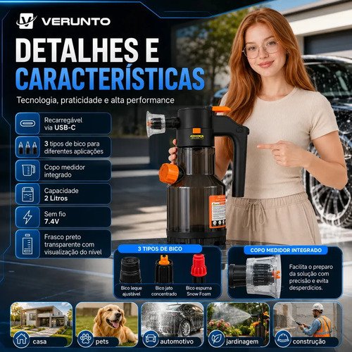 Pulverizador Elétrico Snow Foam para Carro, Moto e Jardim – 2 L