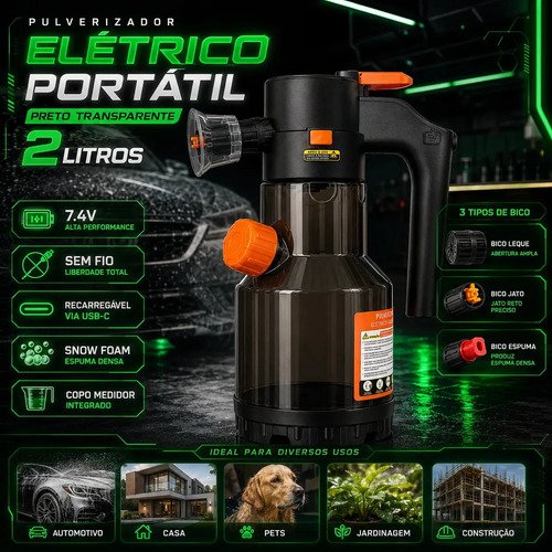 Pulverizador eletrico snow foam profissional p limpeza autom