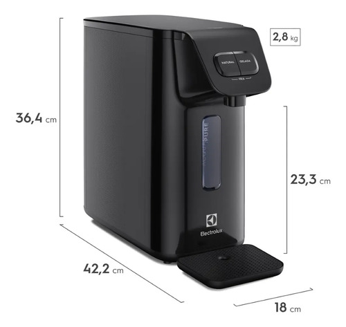 Purificador Electrolux Água Fria Natural Gelada Preto Pe15p