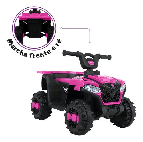 Quadriciclo Com Pedal Elétrico 6v Som E Farol Led Rosa Cor Rosa-pink Voltagem Do Carregador 127/220v