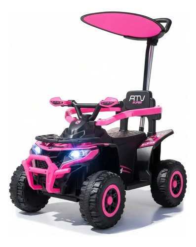 Quadriciclo Passeio Elétrico Infantil Haste Direcionável 6v Rosa